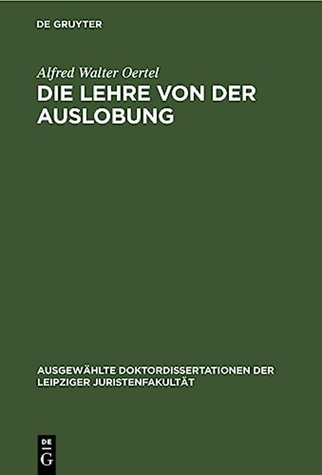 Die Lehre von der Auslobung