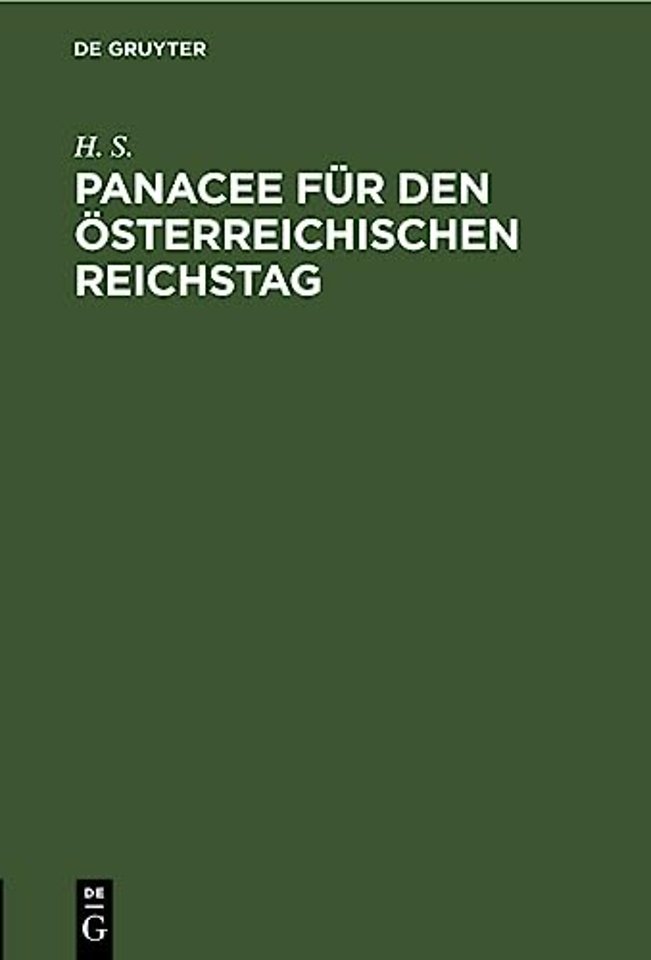Panacee Fur Den Osterreichischen Reichstag