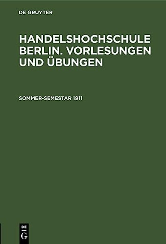 Sommer-Semestar 1911