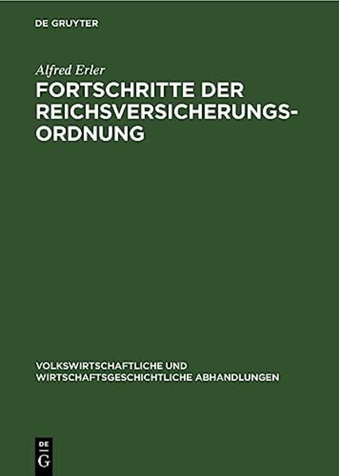 Fortschritte Der Reichsversicherungsordnung
