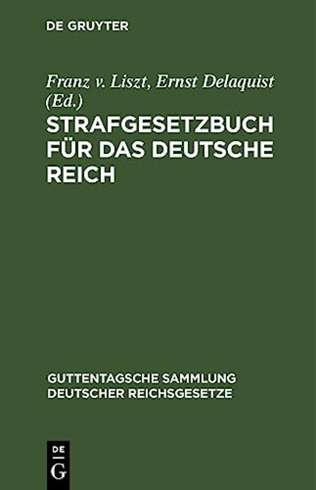 Strafgesetzbuch Fur Das Deutsche Reich