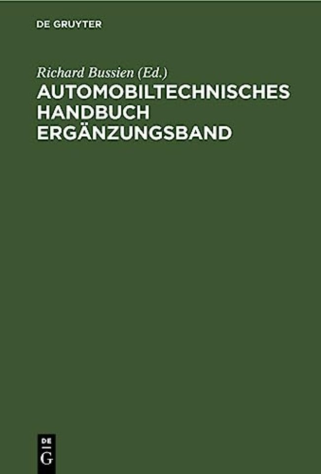 Automobiltechnisches Handbuch Ergänzungsband