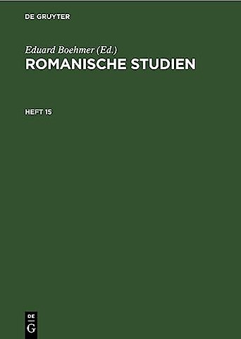 Romanische Studien. Heft 15