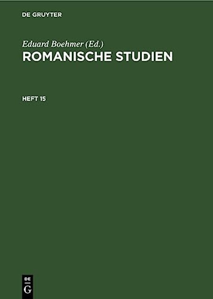 Romanische Studien. Heft 15