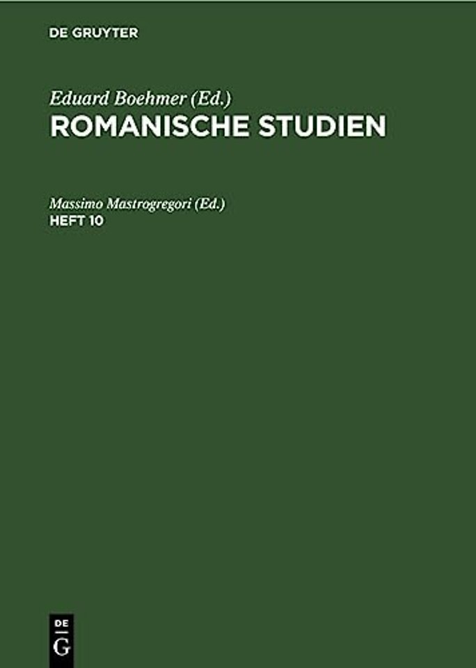 Romanische Studien. Heft 10