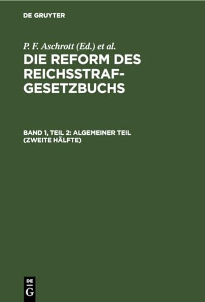 Algemeiner Teil (Zweite Hälfte)
