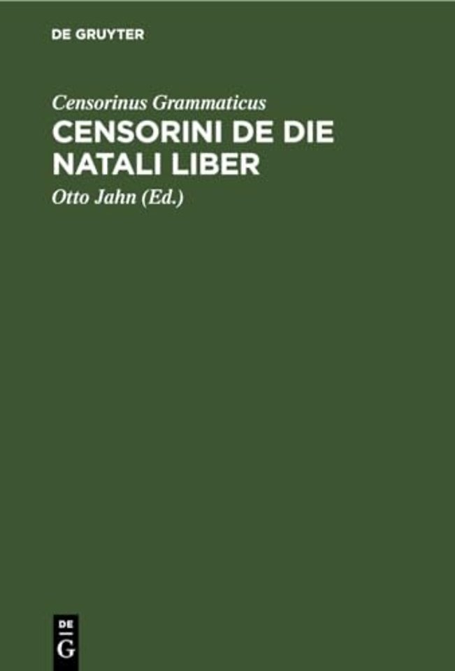Censorini de Die Natali Liber