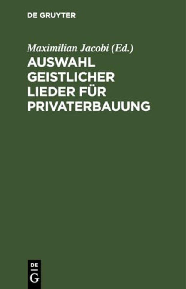Auswahl Geistlicher Lieder Fur Privaterbauung