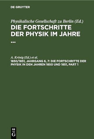 Fortschritte der Physik in den Jahren 1850 und 1851