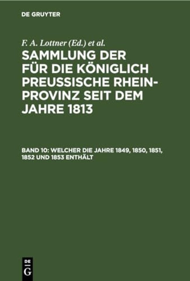Welcher Die Jahre 1849, 1850, 1851, 1852 Und 1853 Enthalt