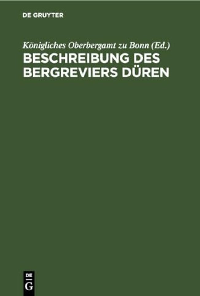 Beschreibung Des Bergreviers Duren