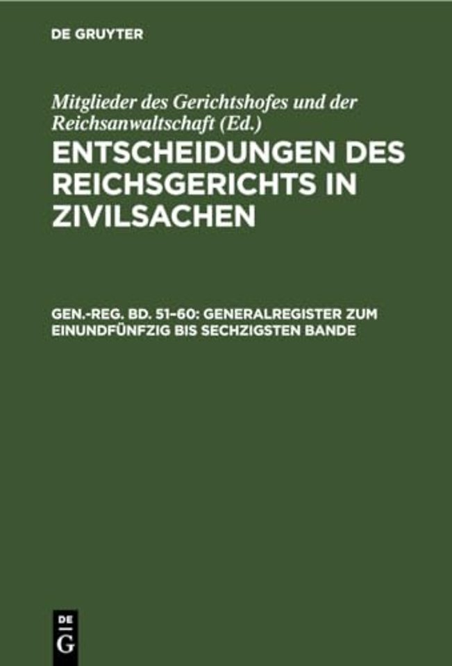 Generalregister zum einundfünfzig bis sechzigsten Bande