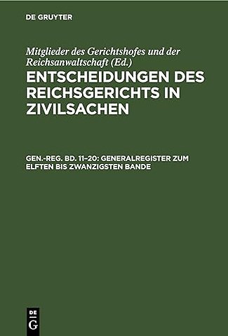 Generalregister zum elften bis zwanzigsten Bande