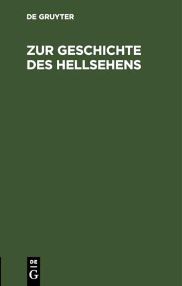 Zur Geschichte Des Hellsehens