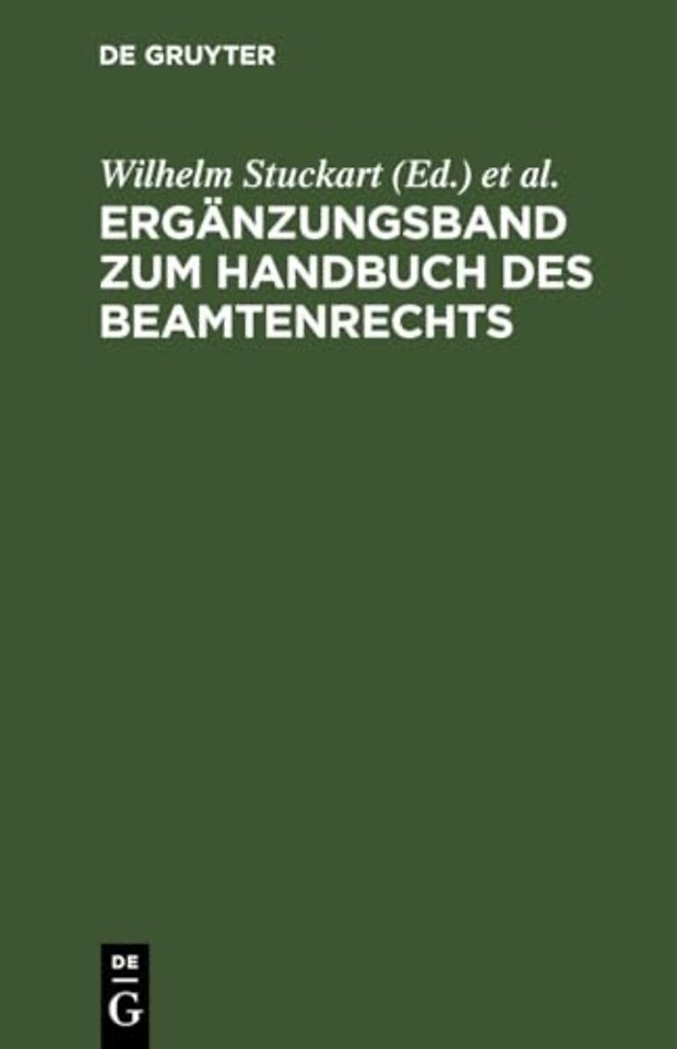 Erganzungsband Zum Handbuch Des Beamtenrechts