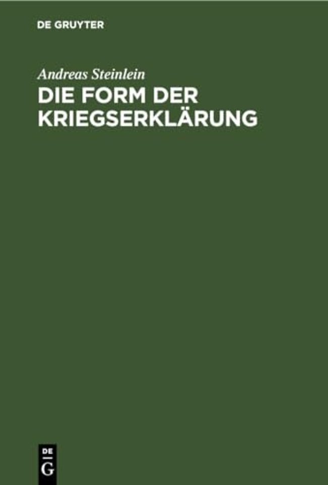 Die Form Der Kriegserklarung