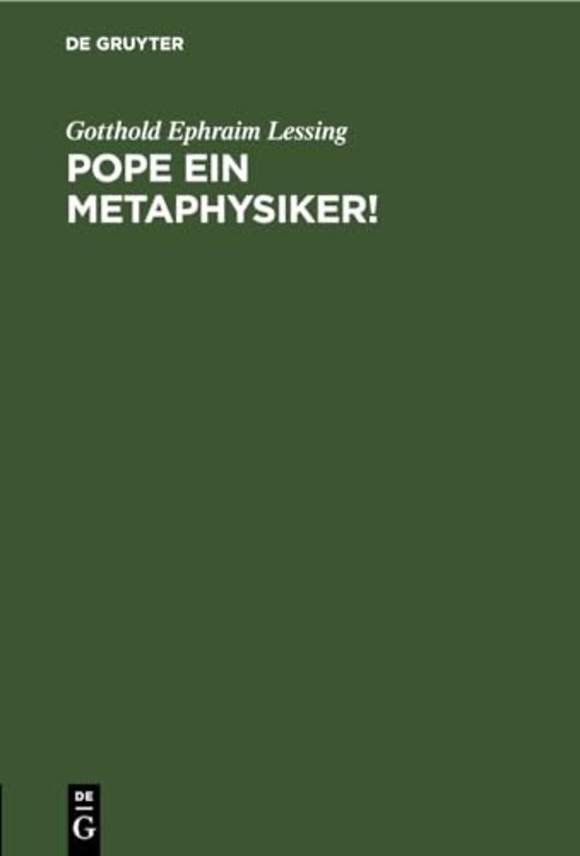 Pope Ein Metaphysiker!