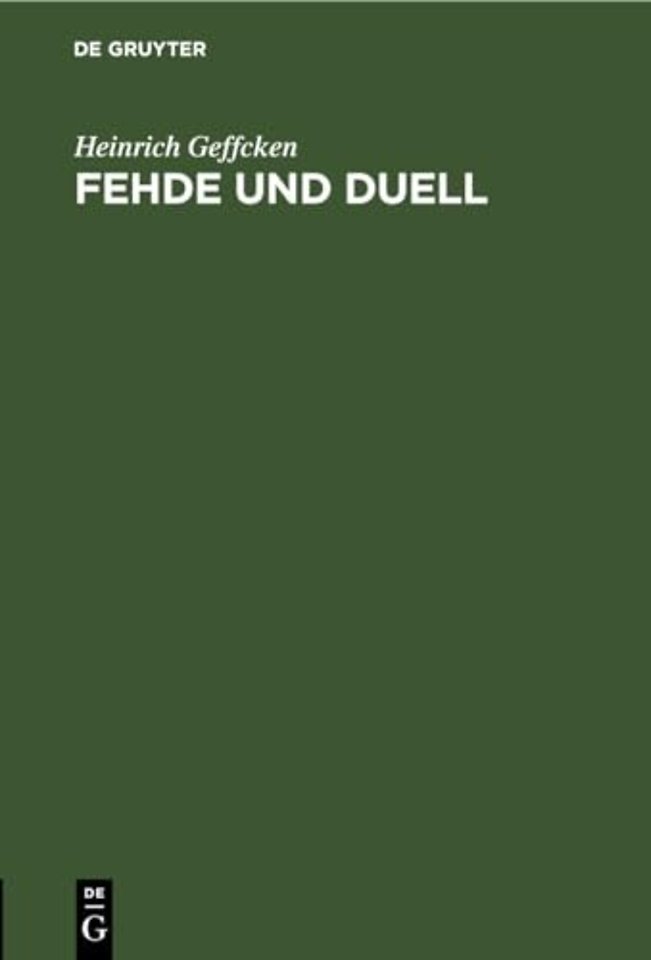 Fehde Und Duell