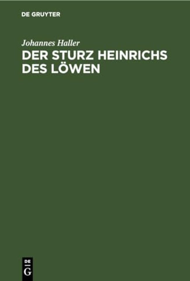 Der Sturz Heinrichs Des Lowen