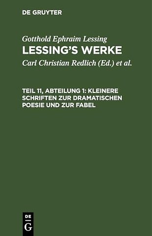 Kleinere Schriften zur dramatischen Poesie und zur Fabel