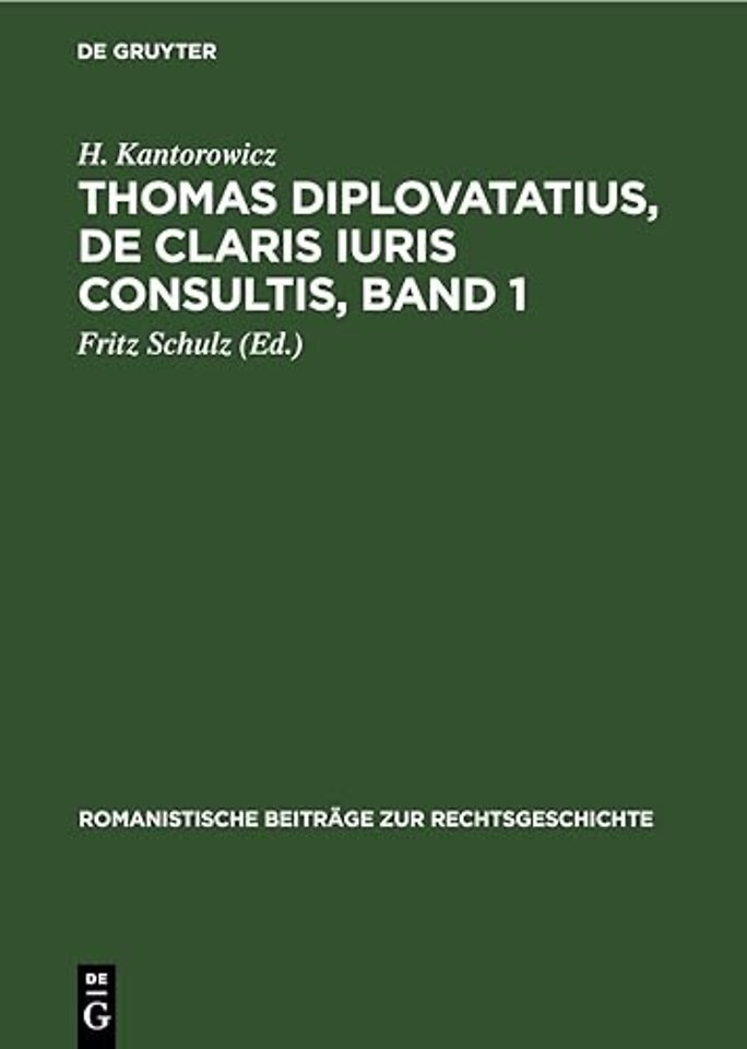 Thomas Diplovatatius, de Claris Iuris Consultis, Band 1