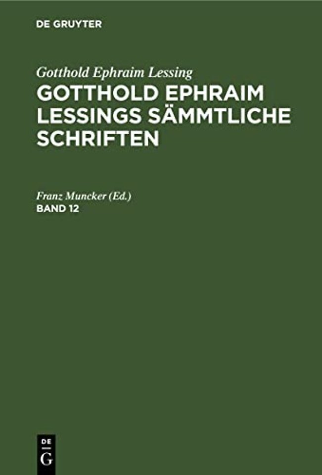 Lessing:saemtliche Schriften Bd 12 Nd Gelss