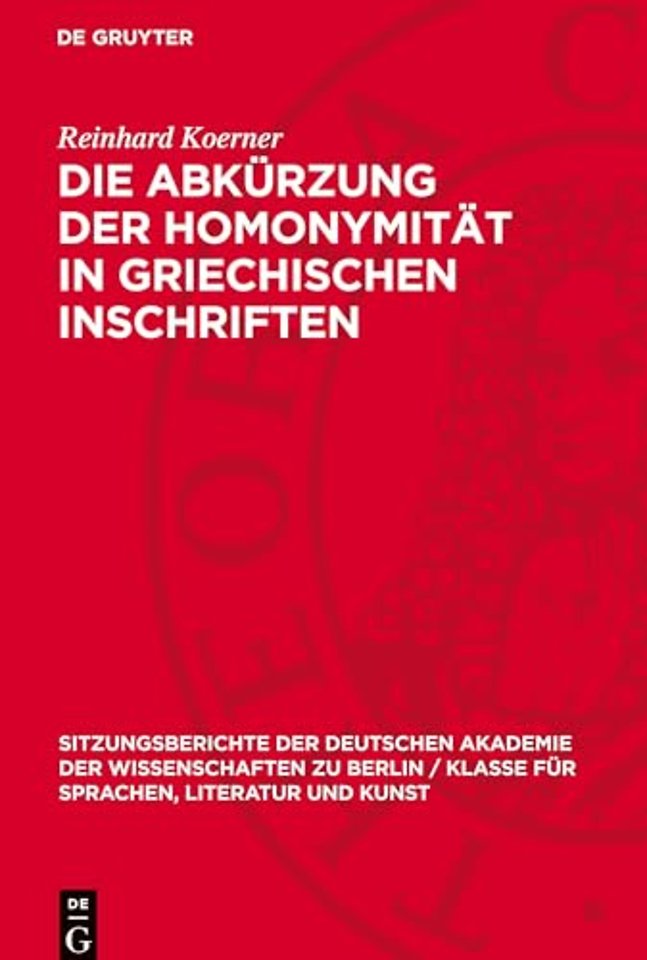 Die Abkürzung der Homonymität in griechischen Inschriften