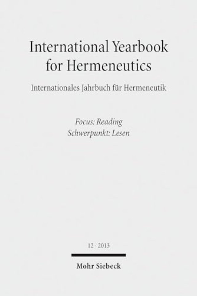 International Yearbook for Hermeneutics / Internationales Jahrbuch fur Hermeneutik