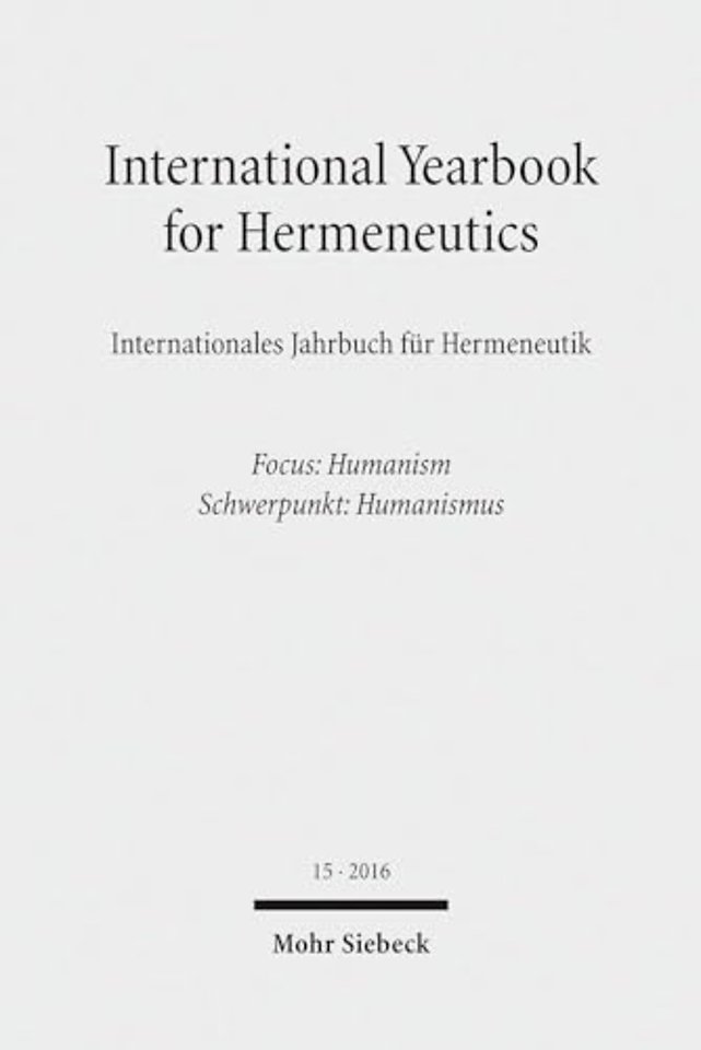 International Yearbook for Hermeneutics / Internationales Jahrbuch fur Hermeneutik