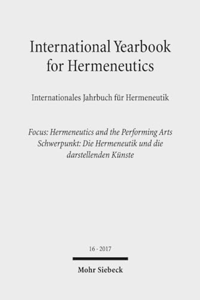 International Yearbook for Hermeneutics / Internationales Jahrbuch fur Hermeneutik
