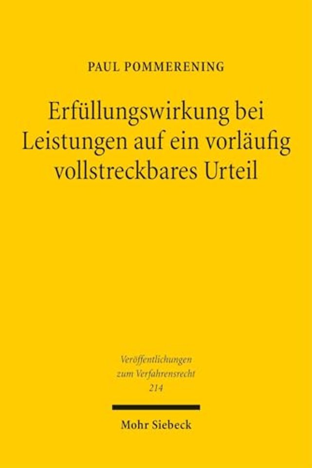 Erfüllungswirkung bei Leistungen auf ein vorläufig vollstreckbares Urteil