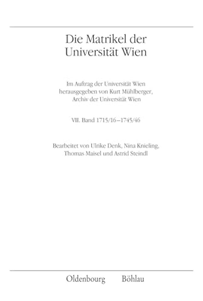 Die Matrikel der Universitat Wien