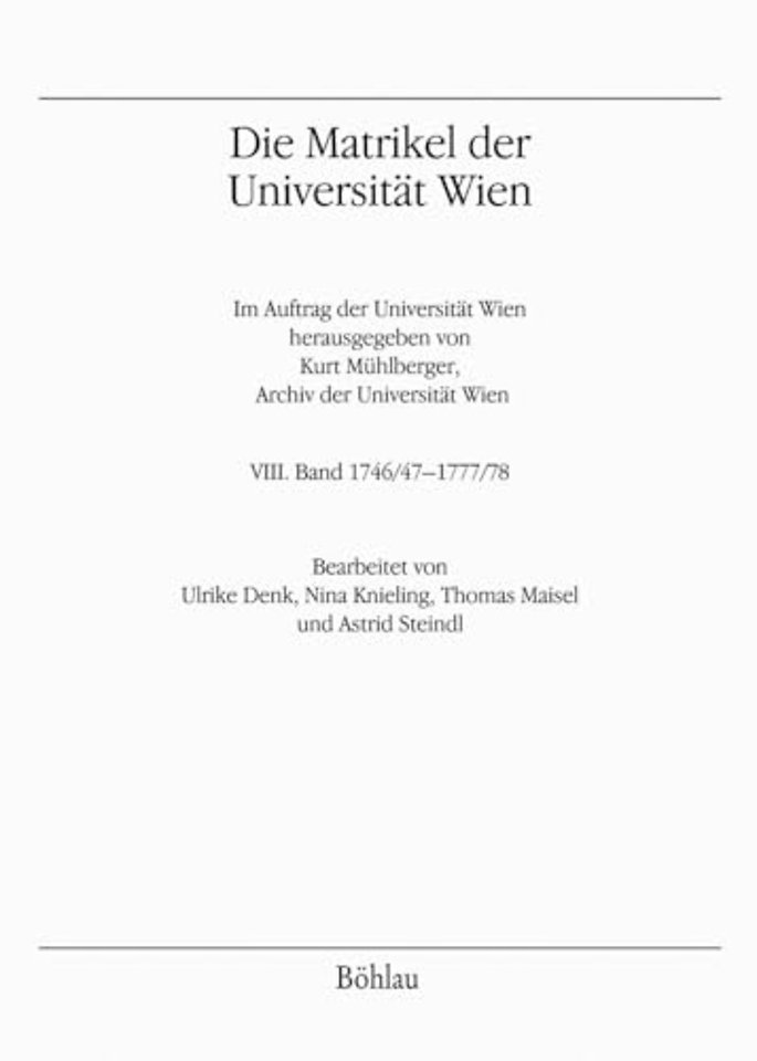 Die Matrikel der Universitat Wien