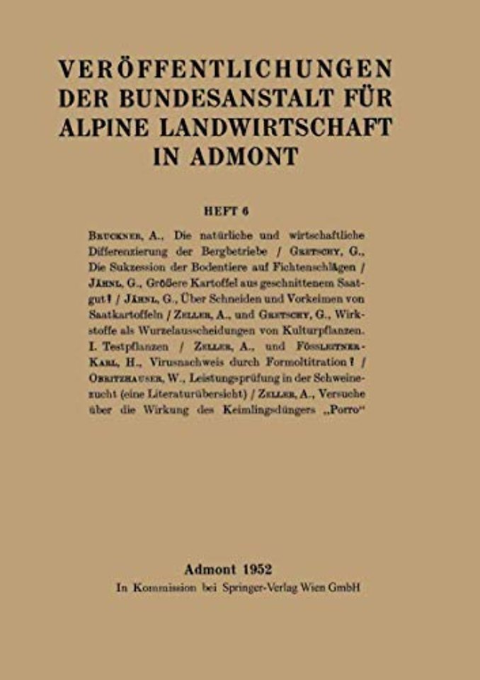 Veröffentlichungen der Bundesanstalt für alpine Landwirtschaft in Admont