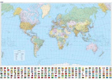 World political wall map laminated
