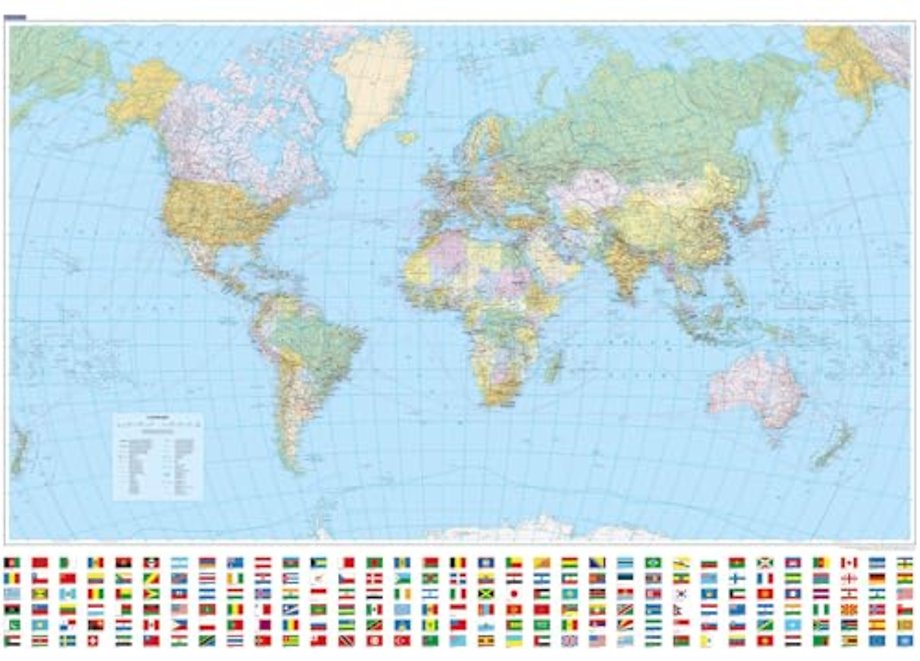 World political wall map laminated