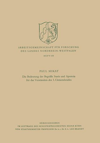 Die Bedeutung der Begriffe Stasis und Aponoia für das Verständnis des 1. Clemensbriefes