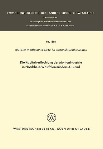 Die Kapitalverflechtung der Montanindustrie in Nordrhein-Westfalen mit dem Ausland