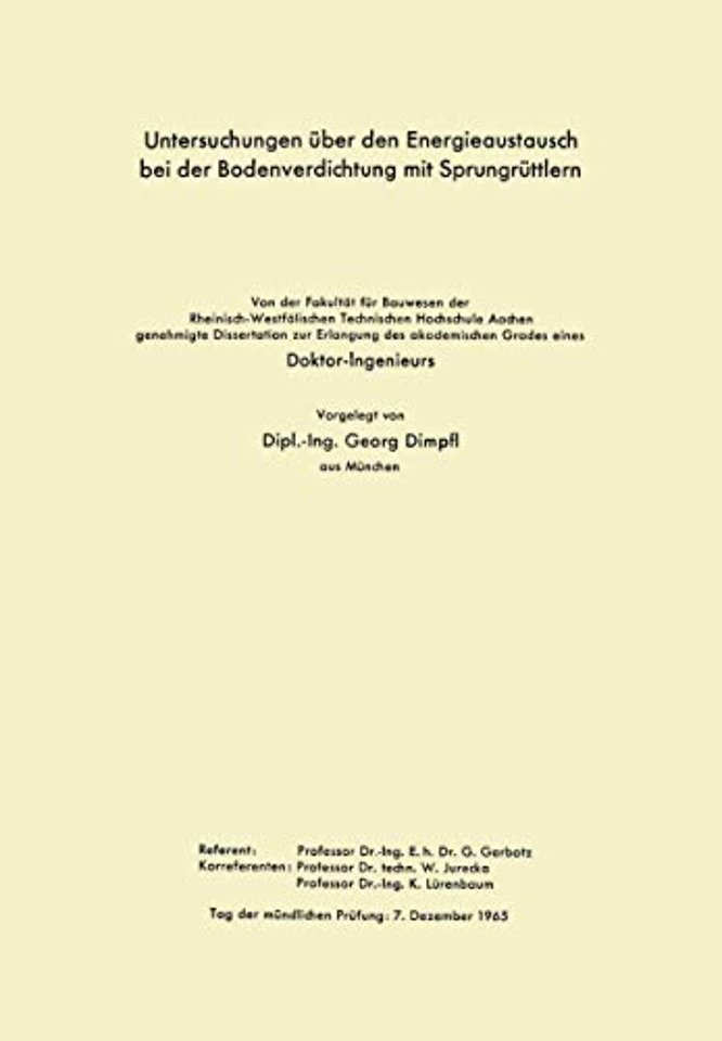 Untersuchungen über den Energieaustausch bei der Bodenverdichtung mit Sprungrüttlern