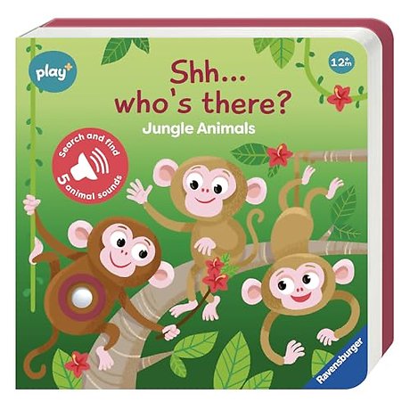 Ravensburger Play+ Infant & Toddler - Shhh…Who's there? Jungle Animals My First Seek and Find Sound Book
