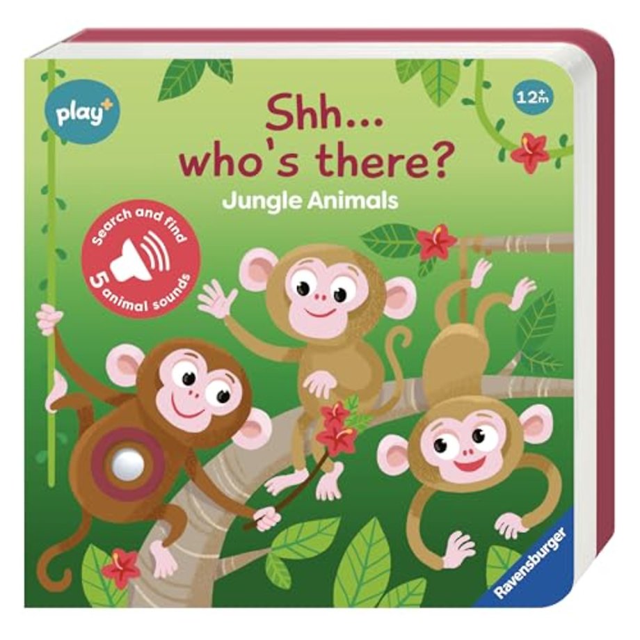 Ravensburger Play+ Infant & Toddler - Shhh…Who's there? Jungle Animals My First Seek and Find Sound Book