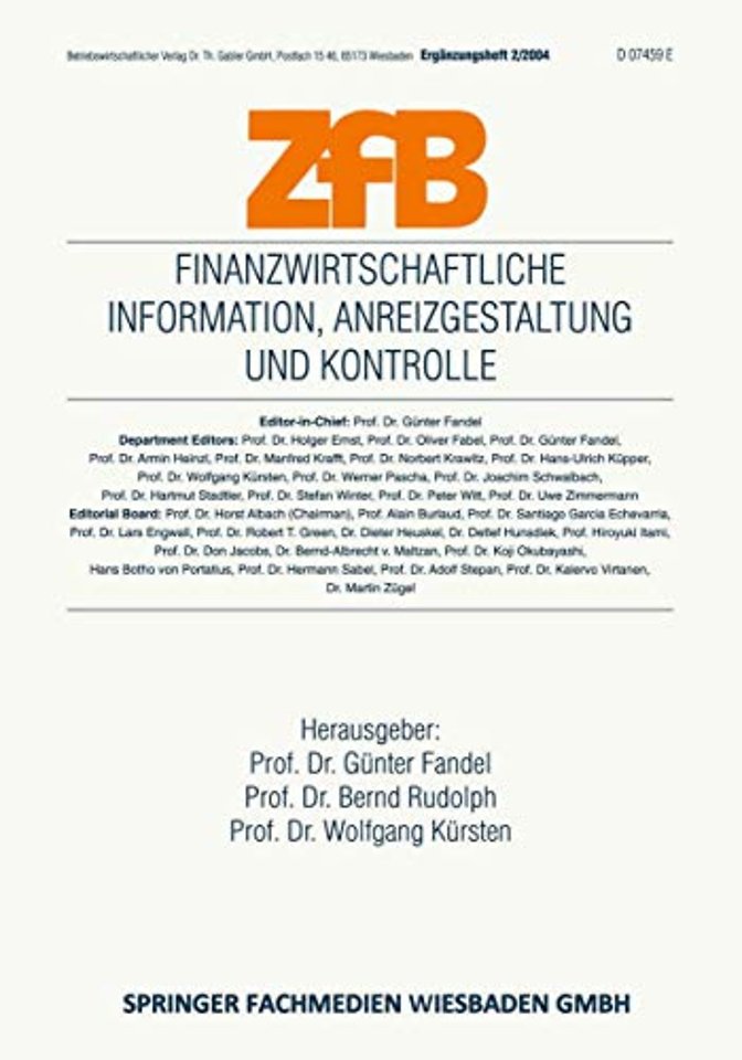 Finanzwirtschaftliche Information, Anreizgestaltung und Kontrolle