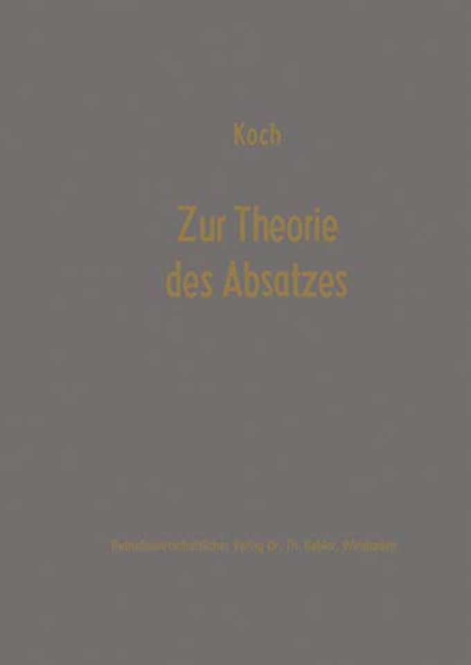 Zur Theorie des Absatzes