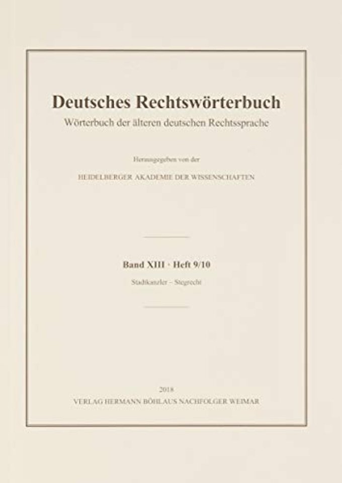 Deutsches Rechtswörterbuch, Band XIII, Heft 9/10