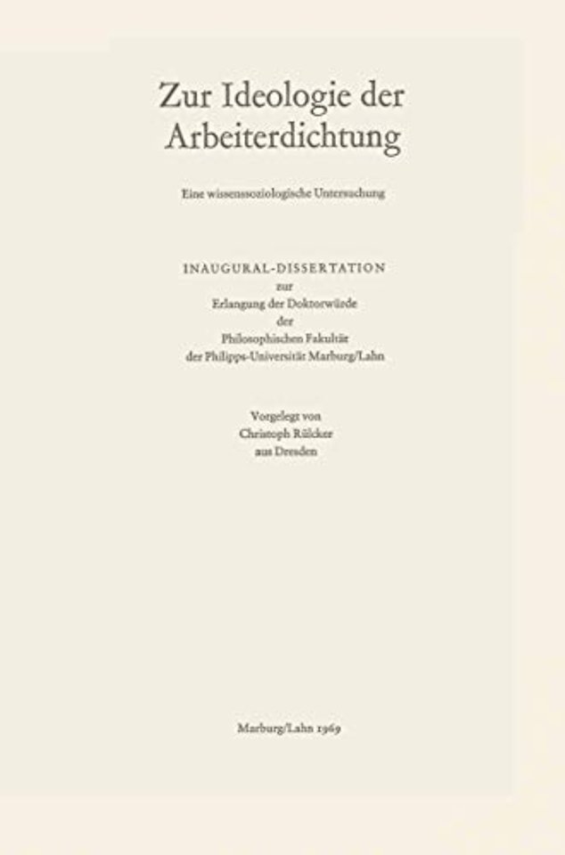 Zur Ideologie der Arbeiterdichtung