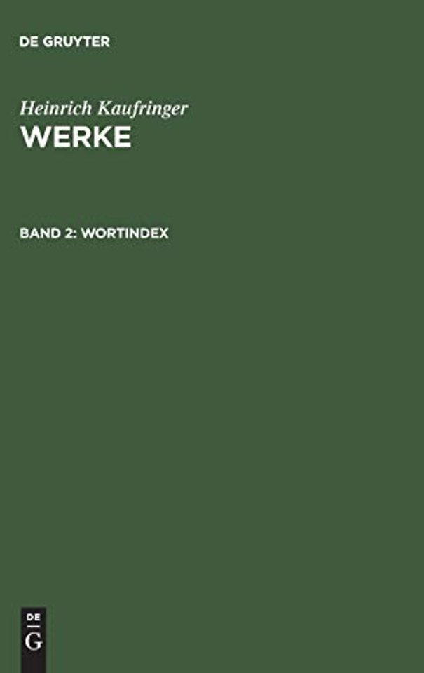 Werke, Band 2, Wortindex