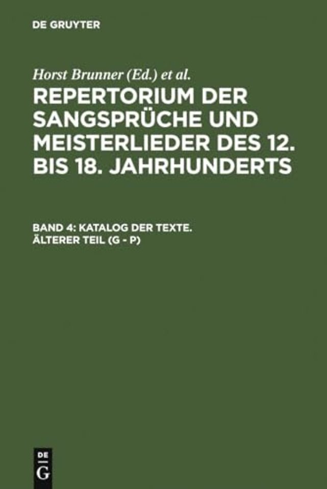 Katalog der Texte. Alterer Teil (G - P)