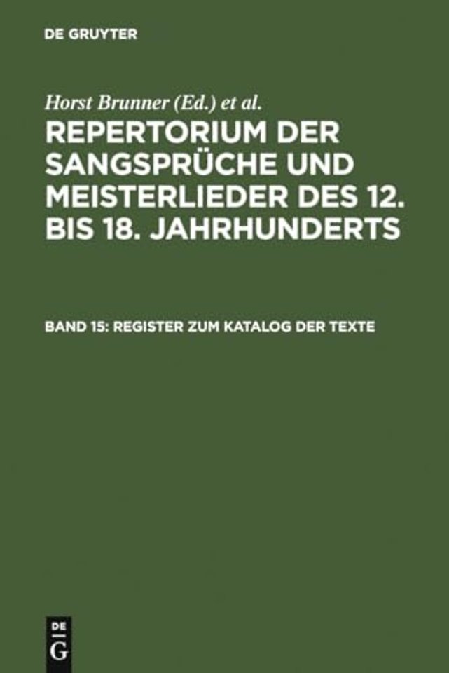 Register Zum Katalog Der Texte