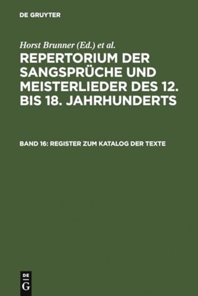 Register zum Katalog der Texte – Namen, Quellen, Bibelstellen, Datumsangaben