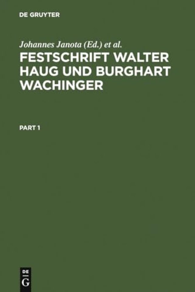 Festschrift Walter Haug Und Burghart Wachinger